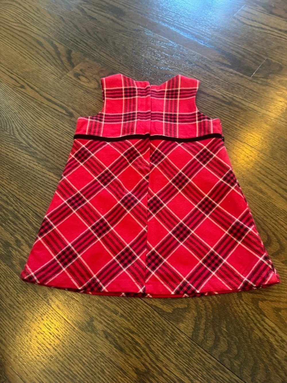Old Navy Red Plaid Velvet-Trim Holiday Dress